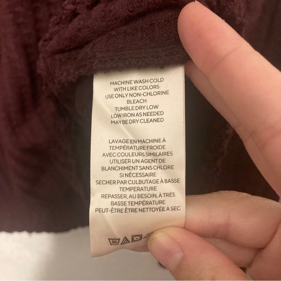 Free People Small Juicy Long Sleeve Date Night Wine Waffle Knit Cowl Neck - Picture 4 of 5